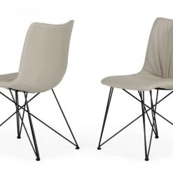 VIG Naomi - Modern Grey Leatherette Dining Chair (Set Of 2) Dining Room