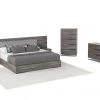 VIG Bedroom Nova Domus Enzo Italian Modern Grey Oak & Fabric Bed W/ Nightstands
