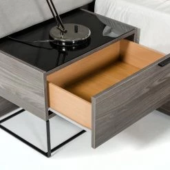 VIG Beds & Headboards Nova Domus Enzo Italian Modern Grey Oak & Fabric Bedroom Set