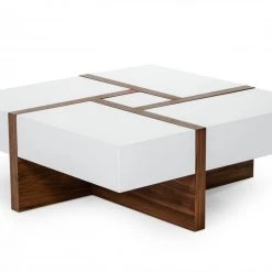 VIG Modrest Makai Modern Walnut & Black Square Coffee Table