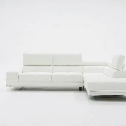 VIG Living Room Divani Casa Myst Mini - Modern White Eco-Leather Right Facing Sectional Sofa