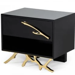 VIG Bedroom Modrest Legend Modern Black & Gold Nightstand