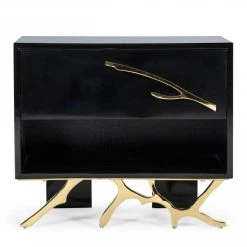 VIG Bedroom Modrest Legend Modern Black & Gold Nightstand