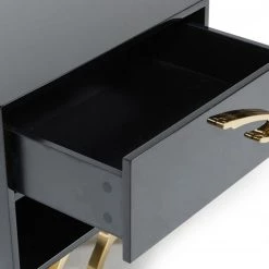 VIG Bedroom Modrest Legend Modern Black & Gold Nightstand