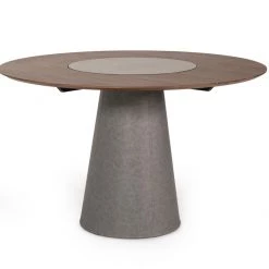 VIG Dining Room Modrest Alanna Modern Round Walnut Dining Table W/ Lazy Susan