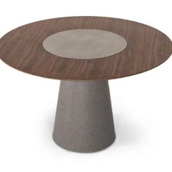 VIG Dining Room Modrest Alanna Modern Round Walnut Dining Table W/ Lazy Susan