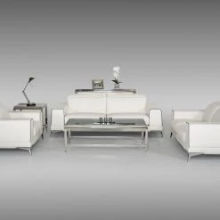 VIG Estro Salotti Bolton Italian Modern White & Blue Leather Sofa Set