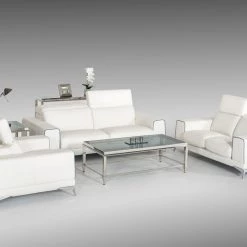VIG Estro Salotti Bolton Italian Modern White & Blue Leather Sofa Set