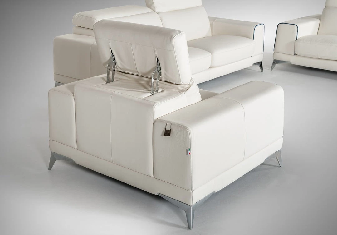 VIG Estro Salotti Bolton Italian Modern White & Blue Leather Sofa Set