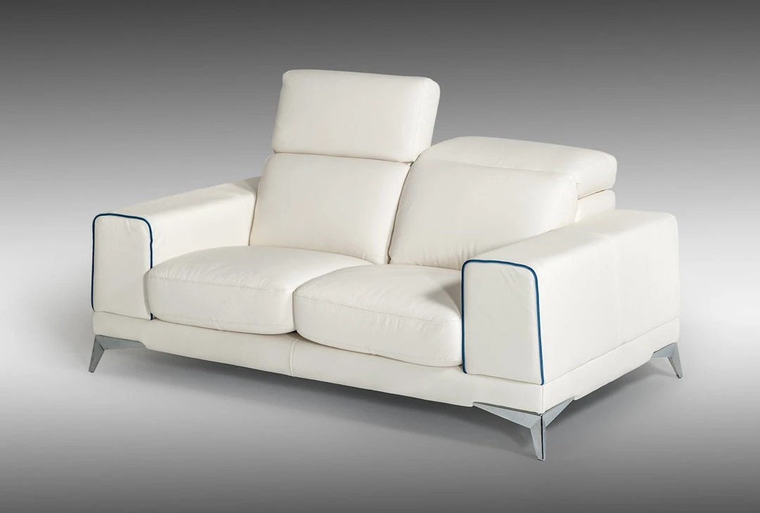 VIG Estro Salotti Bolton Italian Modern White & Blue Leather Sofa Set