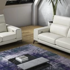 VIG Estro Salotti Bolton Italian Modern White & Blue Leather Sofa Set