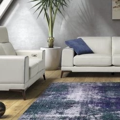 VIG Estro Salotti Bolton Italian Modern White & Blue Leather Sofa Set