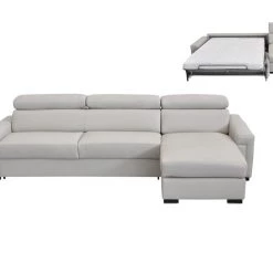 VIG Living Room Estro Salotti Sacha - Modern Leather Reversible Sectional Sofa Bed With Storage