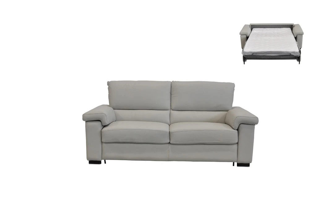 VIG Living Room Estro Salotti Spock Italian Modern Light Grey Leather Sofa Bed