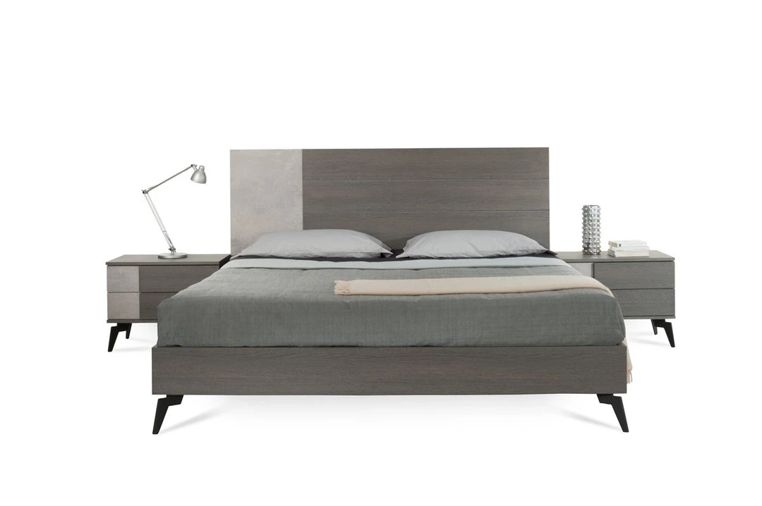 VIG Beds & Headboards Nova Domus Palermo Italian Modern Faux Concrete & Grey Bedroom Set