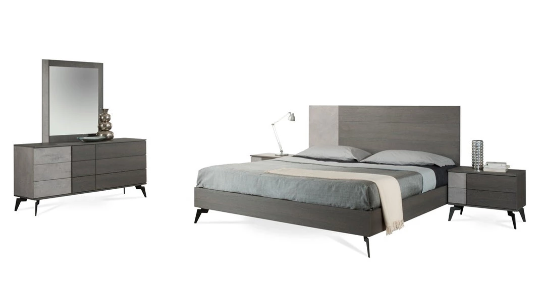 VIG Beds & Headboards Nova Domus Palermo Italian Modern Faux Concrete & Grey Bedroom Set