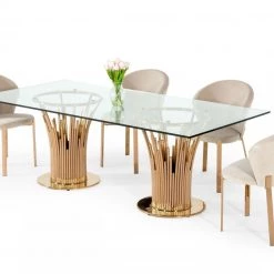 VIG Dining Room Modrest Paxton Modern Glass & Rosegold Dining Table