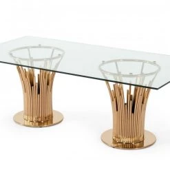 VIG Dining Room Modrest Paxton Modern Glass & Rosegold Dining Table