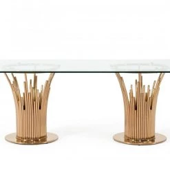 VIG Dining Room Modrest Paxton Modern Glass & Rosegold Dining Table