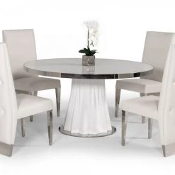 VIG Dining Room Modrest Cabaret Modern White Round Dining Table