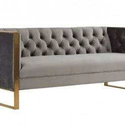 VIG Living Room Divani Casa Carlos Modern Grey Velvet & Gold Sofa
