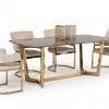 VIG Modrest Garrett Modern Brown Faux Marble & Gold Dining Table