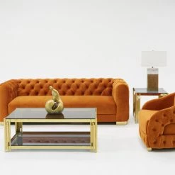 VIG Divani Casa Duarte Modern Orange Velvet Sofa
