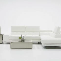 VIG Living Room Divani Casa Myst Mini - Modern White Eco-Leather Right Facing Sectional Sofa