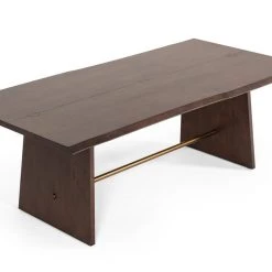 VIG Modrest Selena Modern Acacia & Brass Dining Table