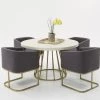 VIG Modrest Harper Modern White Concrete & Antique Brass Round Dining Table