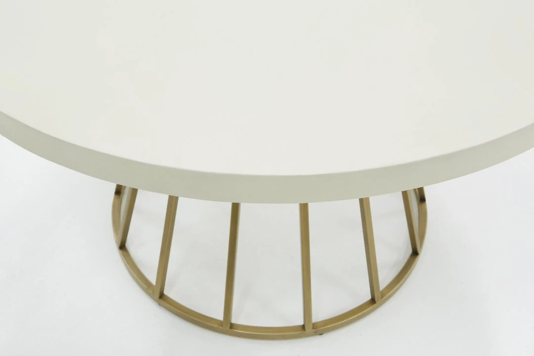 VIG Modrest Harper Modern White Concrete & Antique Brass Round Dining Table