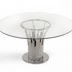 VIG Dining Room Modrest Paxton - Modern Round Glass & Stainless Steel Dining Table