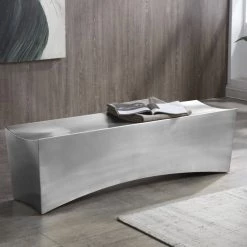 VIG Modrest Modern - Anvil Rectangular Brushed Stainless Steel Bench Bedroom