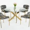 VIG Modrest Pyrite - Modern Round Glass Dining Table Dining Room