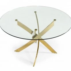 VIG Modrest Pyrite - Modern Round Glass Dining Table Dining Room