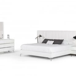 VIG Nova Domus Angela - Italian Modern White Eco Leather Bed Beds & Headboards