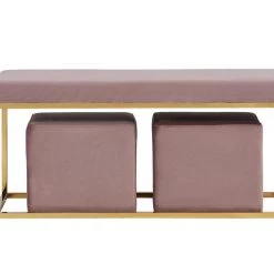 VIG Divani Casa Walden Modern Mauve Velvet Bench & Ottoman Set Bedroom