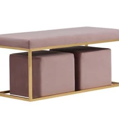 VIG Divani Casa Walden Modern Mauve Velvet Bench & Ottoman Set Bedroom
