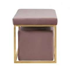 VIG Divani Casa Walden Modern Mauve Velvet Bench & Ottoman Set Bedroom