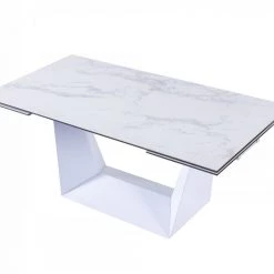 VIG Dining Room Modrest Baldwin - Modern White Ceramic Extendable Dining Table