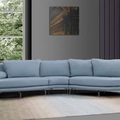 VIG Living Room Divani Casa Andover - Modern Blue + White Curved Sectional Sofa By Hollywood Glam