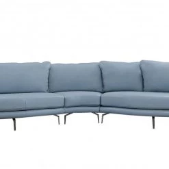 VIG Living Room Divani Casa Andover - Modern Blue + White Curved Sectional Sofa By Hollywood Glam