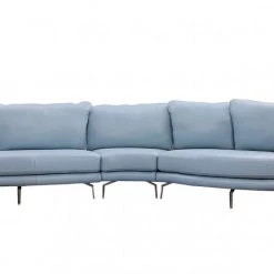 VIG Living Room Divani Casa Andover - Modern Blue + White Curved Sectional Sofa By Hollywood Glam