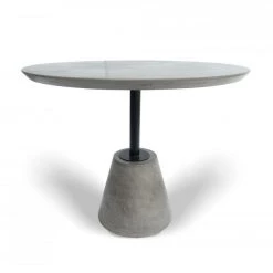 VIG Modrest Nathrop - Modern Grey Concrete & Black Metal Round Dining Table