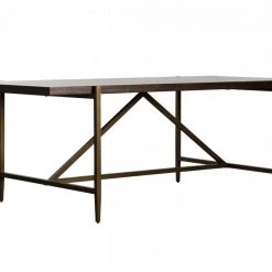 VIG Modrest Shane - Modern Acacia & Brass Dining Table Dining Room