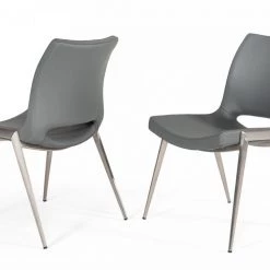 VIG Modrest Jackie - Modern Grey Eco-Leather Dining Chair (Set Of 2) Dining Room