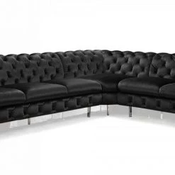 VIG Divani Casa Sheila - Modern Black Velvet Sectional Sofa By Hollywood Glam