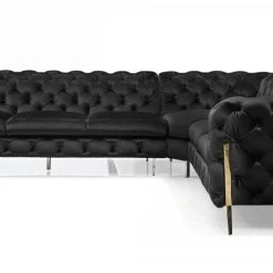VIG Divani Casa Sheila - Modern Black Velvet Sectional Sofa By Hollywood Glam