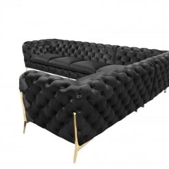 VIG Divani Casa Sheila - Modern Black Velvet Sectional Sofa By Hollywood Glam
