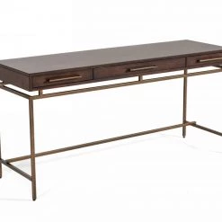 VIG Office Modrest Nathan - Modern Acacia & Brass Desk